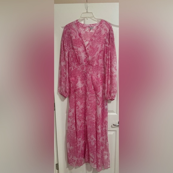Women’s GUESS Paisley Pink‎ Princesss Fairy Button Down Duster. Size Medium. - Picture 1 of 10
